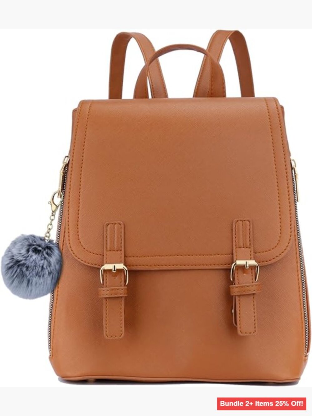 Synthetic Leather Mini Backpack Purse with Multiple Pockets for Women